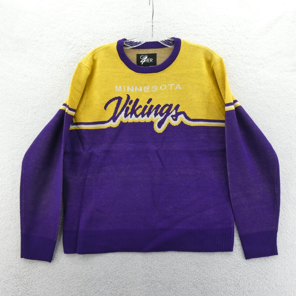 G-III Sweater‎ Women Medium Minnesota Vikings Purple Gold Vintage Mid Y2k Knit